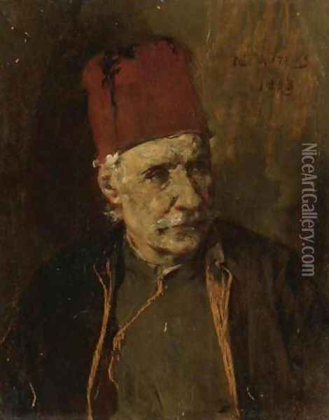 Portrait of a Greek Man Oil Painting - Nikiforos Lytras