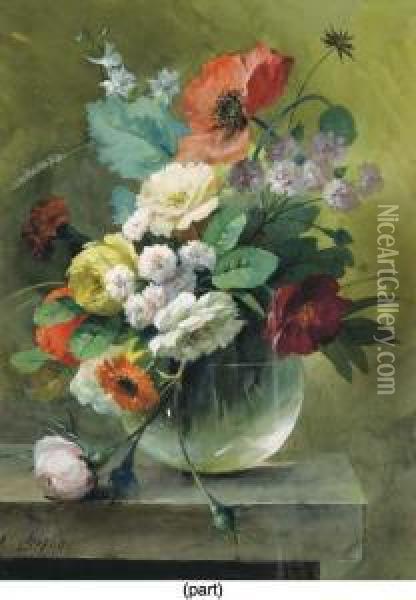 A Pair Of Mixed Summer Bouquets Oil Painting - Arthur Chaplin