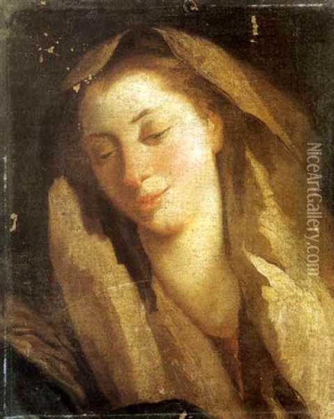 Vierge Au Voile Oil Painting - Lorenzo Baldissera Tiepolo