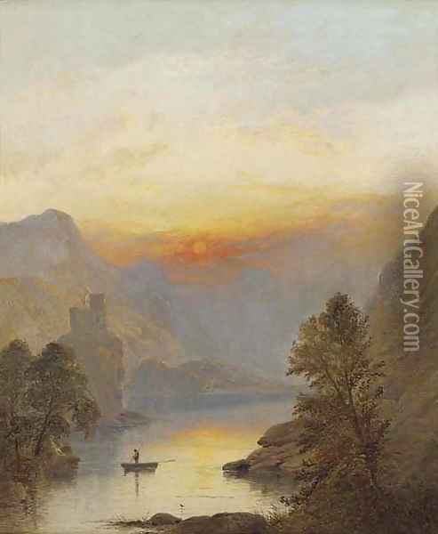 Sunset at Invergarry, Perthshire Oil Painting - George Blackie Sticks