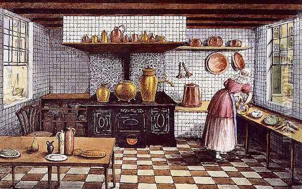 Kitchen of the Hotel St.Lucas, in the Hoogstraat, Rotterdam, 1834 Oil Painting - Mary Ellen Best