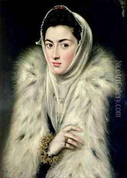 Lady in a Fur Wrap Oil Painting - El Greco (Domenikos Theotokopoulos)