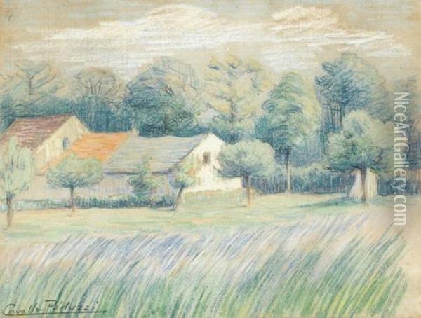 Wiesenlandschaft Mit Gehoft Oil Painting - Emile Gustave Cavallo-Peduzzi