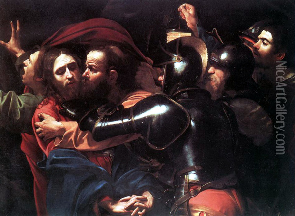 The Taking of Christ Oil Painting - Follower of Caravaggio, Michelangelo