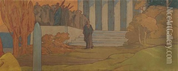 Am Tempel Oil Painting - Emile Berchmans