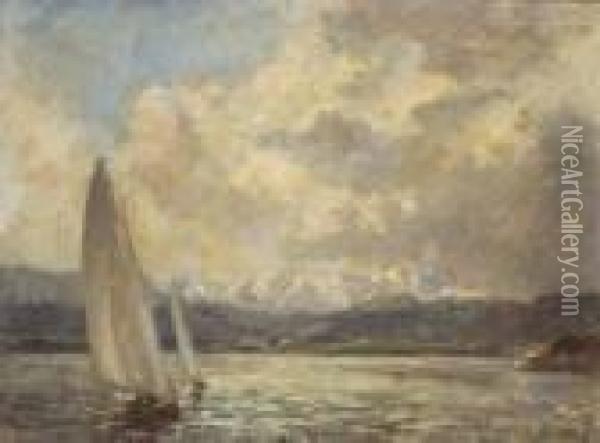 Segelboote Auf Dem Starnberger
 See. Oil Painting - Paul Thiem