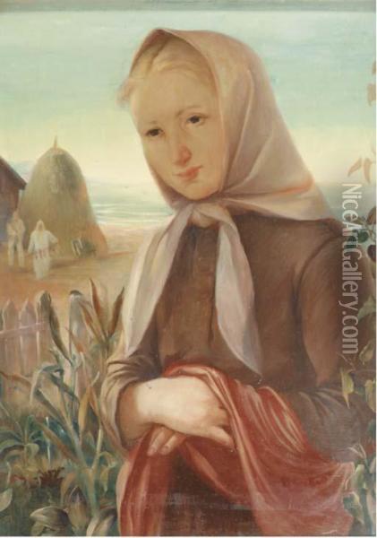 Girl On The Beach Oil Painting - Fritz Burmann