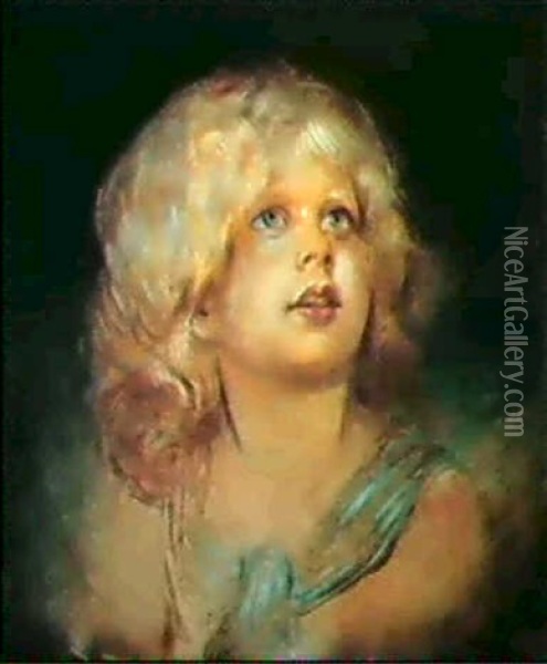 Portrait Der Tochter Des Kunstlers Oil Painting - Franz Seraph von Lenbach