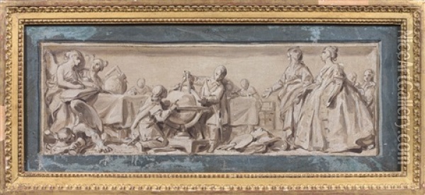 Scenes Illustrant La Vie Et Le Regne De Marie-therese D'autriche Oil Painting - Louis Jean-Jacques Durameau