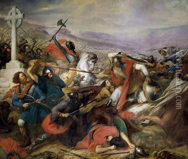 The Battle of Poitiers, 25th October 732, won by Charles Martel 688-741 1837 Oil Painting - Charles Auguste Steuben