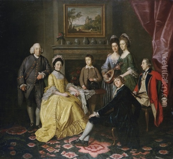Group Portrait Of Sir James And Lady Hodges And Their Family Oil Painting - Nathaniel Dance Holland (Sir)