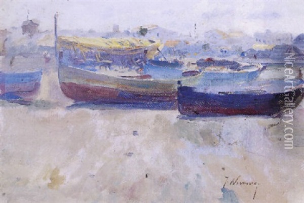 Boats Oil Painting - Jose Navarro Llorens