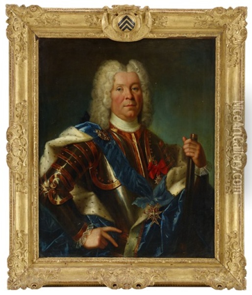 Portrait Of Charles-eugene, Duke Of Levis, Marshal Of France Oil Painting - Nicolas de Largilliere