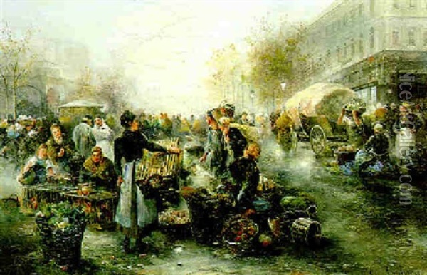 Marktszene Oil Painting - Emil Barbarini