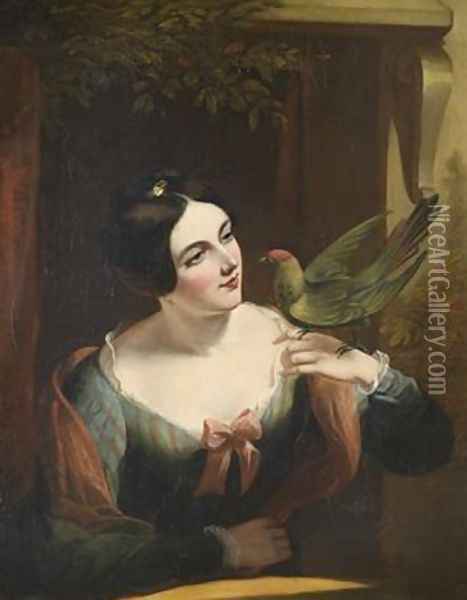 The Pet Bird Oil Painting - Daniel Maclise