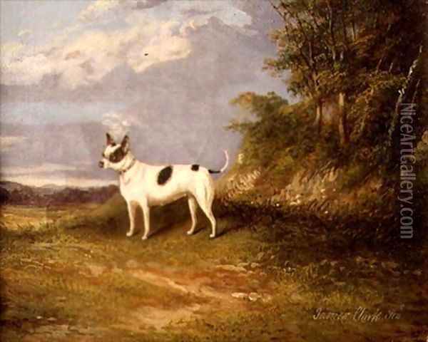 A terrier in a landscape Oil Painting - James Senior Clark