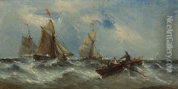 Shipping In Choppy Seas Oil Painting - Edwin Hayes
