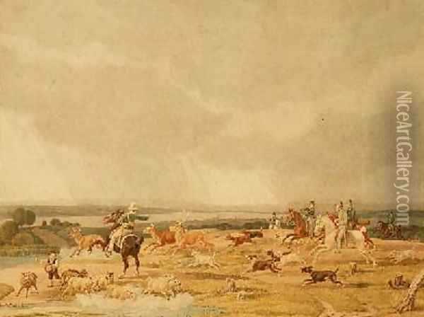 A Stag Hunt Oil Painting - Wilhelm Alexander Kobell