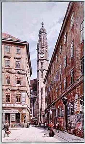 The Tower of the Maria am Gestade Church in the old town in Vienna Oil Painting - Erwin Fendl