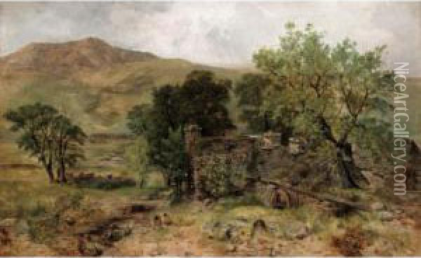 The Old Mill At Nantlle, Caernarvonshire, Wales Oil Painting - John Wright Oakes
