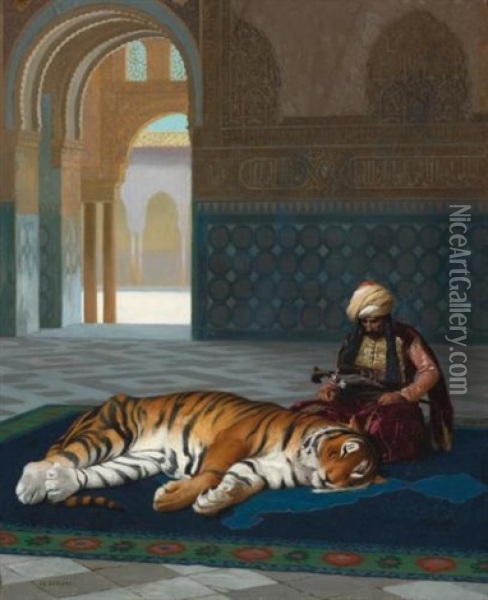 Le Tigre Et Le Gardien Oil Painting - Jean-Leon Gerome