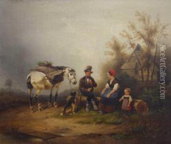 Die Rast Am Wege Oil Painting - Wilhelm Alexander Meyerheim