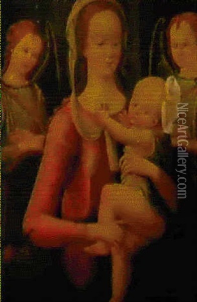 Madonna Col Bambino E Angeli Oil Painting - Jacopo Del Sellaio