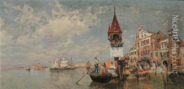 Venezia Oil Painting - Egisto Massoni