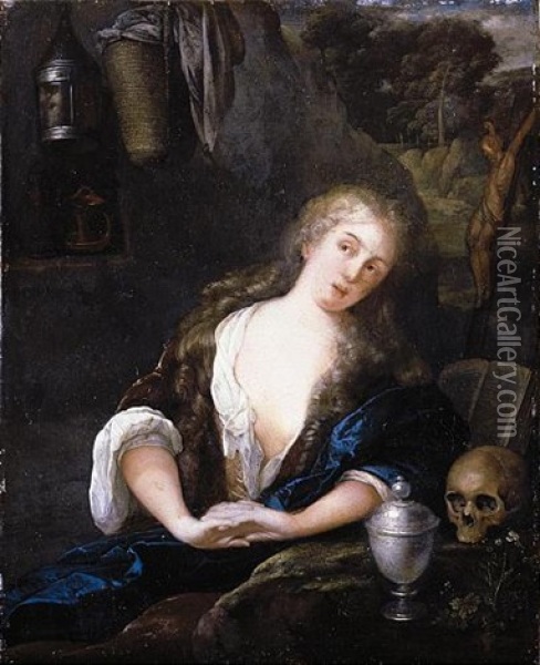 The Penitent Magdalene Oil Painting - Eglon Hendrik van der Neer