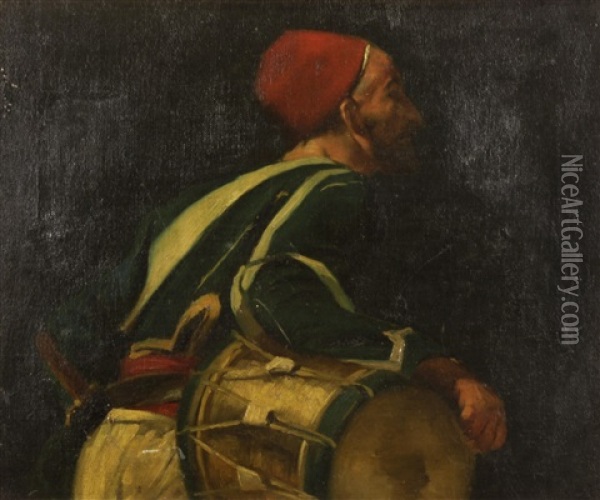 A Zouave Drummer Oil Painting - Eugene Delacroix