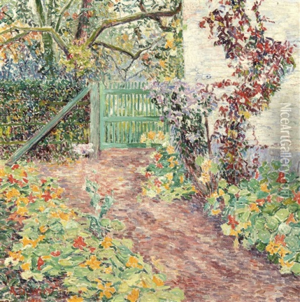 Les Capucines (1912) Oil Painting - Anna de Weert