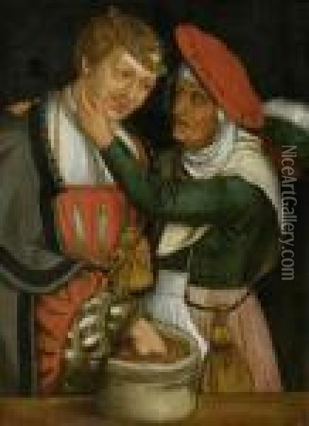 Ungleiche Liebe. Oil Painting - Lucas The Elder Cranach