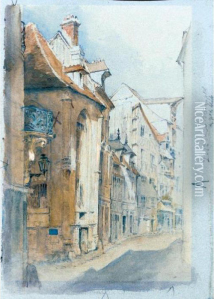 A Street In Abbeville, North France Oil Painting - John Ruskin