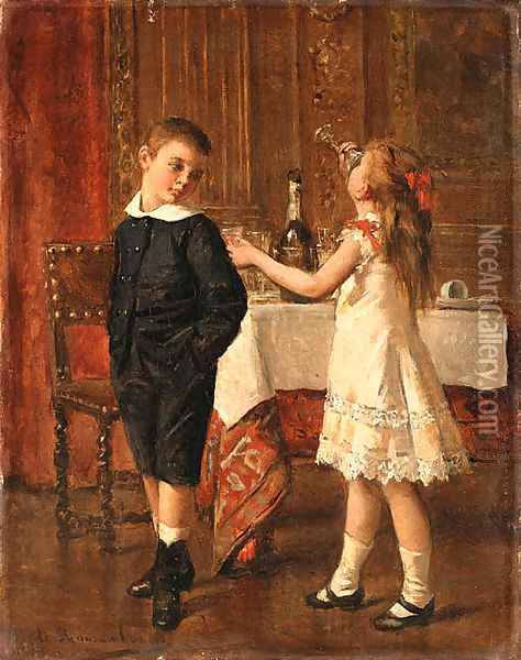 The young wine tasters Oil Painting - Albert Roosenboom