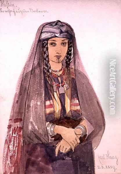 Hassin the Wife of a Syrian Bedawee Oil Painting - Carl Haag