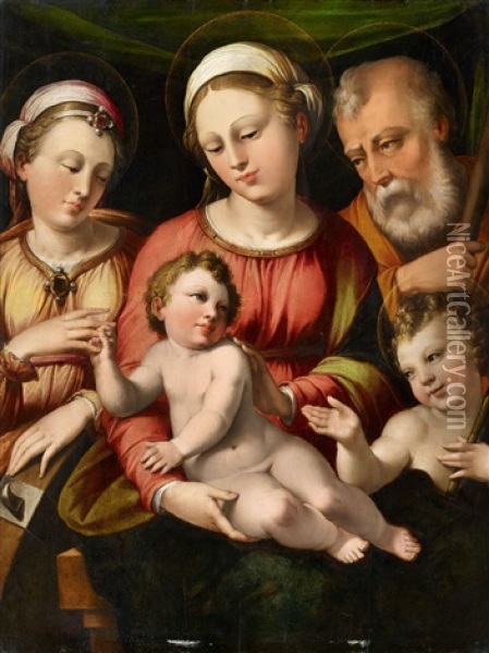The Mystical Marriage Of Saint Catherine Oil Painting - Innocenzo di Pietro (da Imola) Francucci