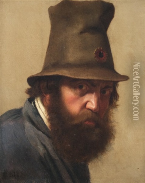 Portrait Of A Tyrolean Oil Painting - Theodor Christoph Schuez