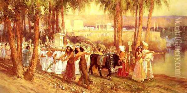 An Egyptian Procession Oil Painting - Frederick Arthur Bridgman