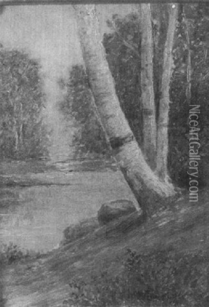 Birches At Riverside Oil Painting - Frank Louville Bowie
