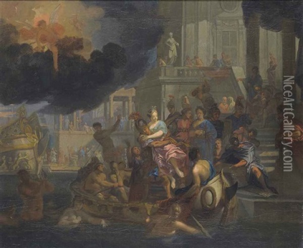 The Abduction Of Helen Oil Painting - Gerard Hoet the Elder