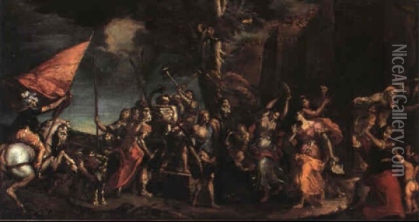 David Med Goliats Hoved Oil Painting - Aniello Falcone