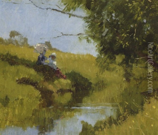 Meadow Strem Oil Painting - Elioth Gruner