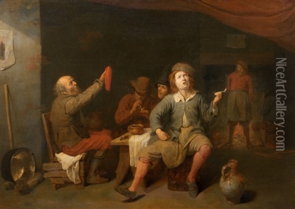 Les Fumeurs Dans Une Taverne Oil Painting - David Ryckaert III