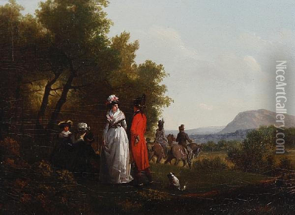 A Hunting Party Oil Painting - Joseph Swebach-Desfontaines