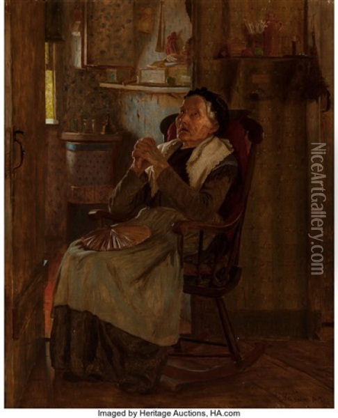 Twas Long Ago, Circa 1903 Oil Painting - John George Brown