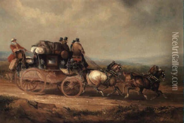 The London To Worcester Royal Mail Oil Painting - Charles Cooper Henderson