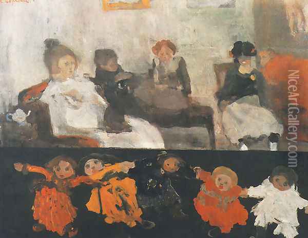 Dolls Oil Painting - Witold Wojtkiewicz