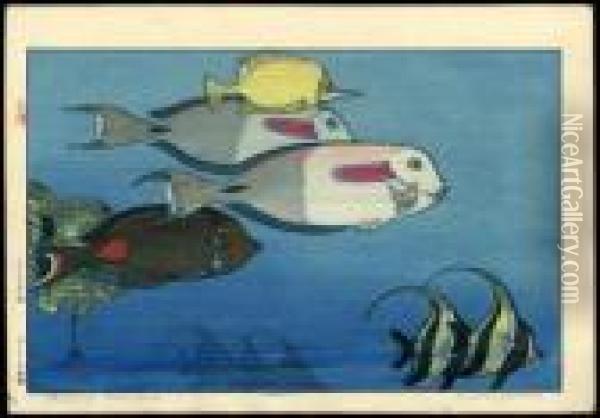 Fishes Of Honolulu Oil Painting - Hiroshi Yoshida