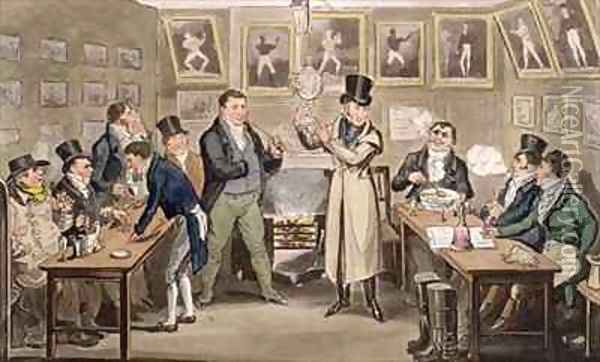 Cribbs Parlour Tom introducing Jerry and Logic to the Champion of England Oil Painting - I. Robert and George Cruikshank