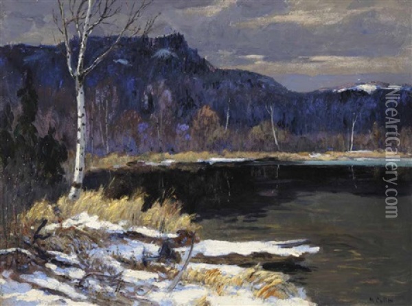 Early Snowfall, Cache River Oil Painting - Maurice Galbraith Cullen